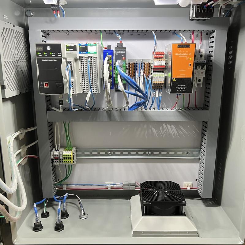 CompactLogix control panel with I/O, VPN router, terminals and 24 V power supply